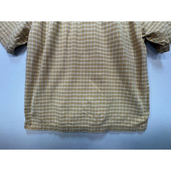 Woolrich Mens Plaid Short Sleeve Button Up Shirt Size L Yellow/White Casual - Picture 6 of 7